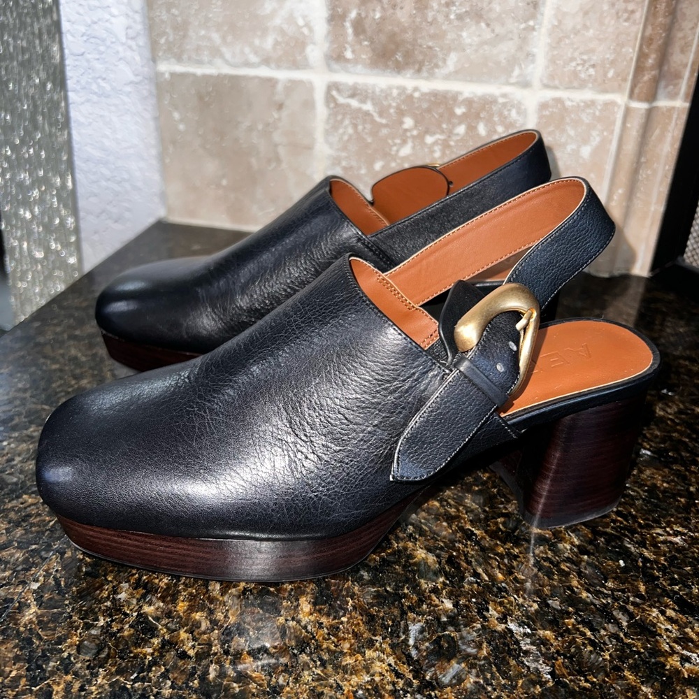 Aerosoles Slingback Leather/Suede Block Heel Mule